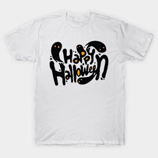 Happy Halloween Ghosts Modern Text T-Shirt